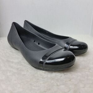 Crocs Giana Alice Women's Ballet Shoes Size 11 Black Cap Toe  Flat Slip On